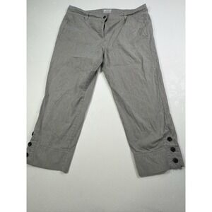 Charter Club Classic Fit Cropped Straight Leg Stropped Capri Women's 18 Black/W